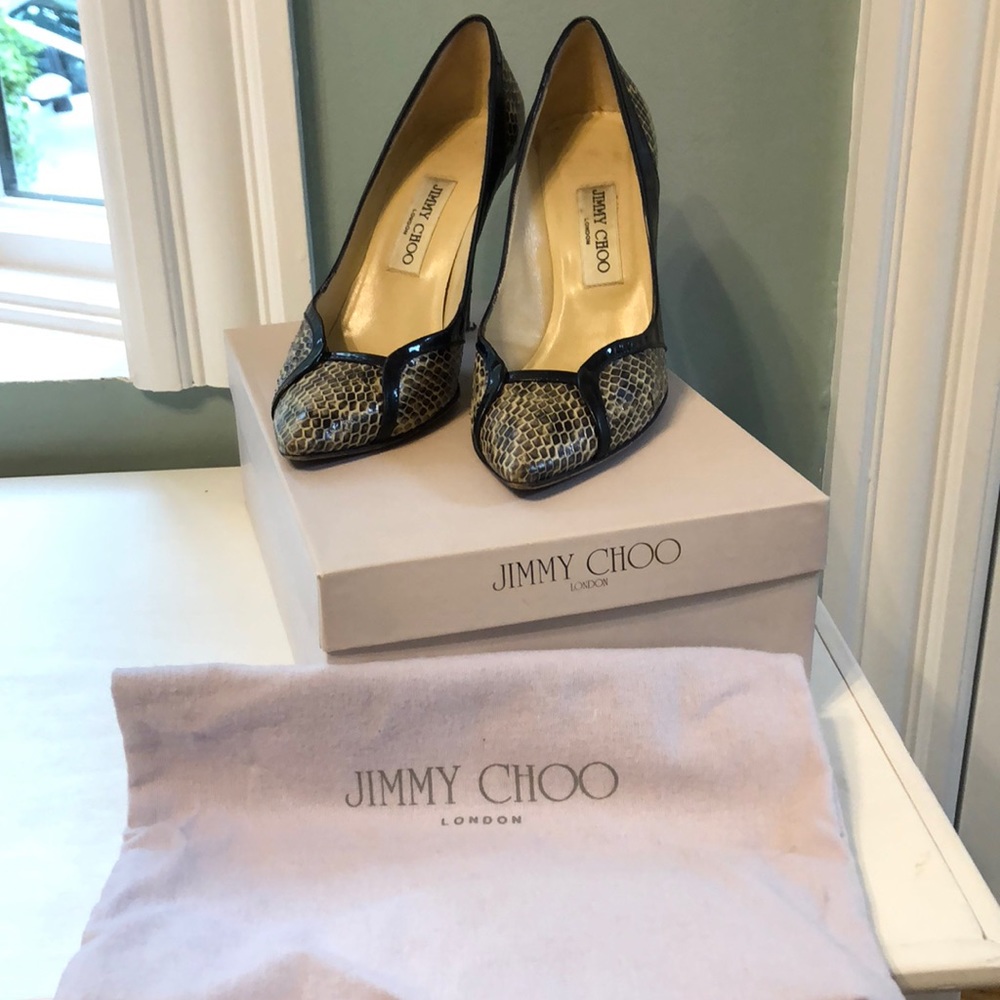 Jimmy Choo Elaphe Snake/Patent heel